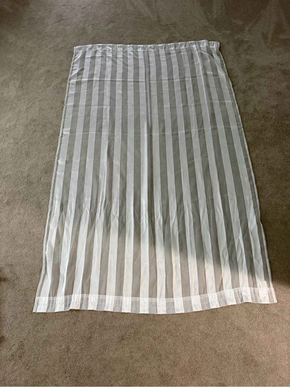 Sheer White Vertical Stripe Curtain Panel - Lightweight Window Drape